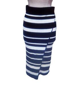 Gabrielle Union Striped Black & White Faux Wrap Skirt Size 1X